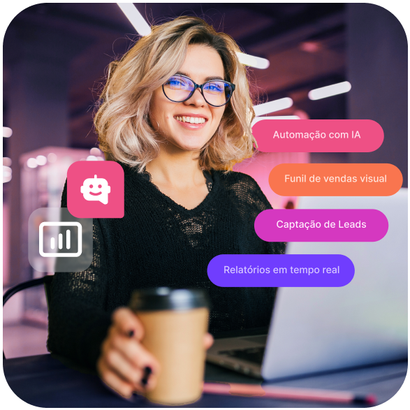 CRM de marketing com automação com IA: imagem de uma profissional utilizando um notebook em um escritório profissional